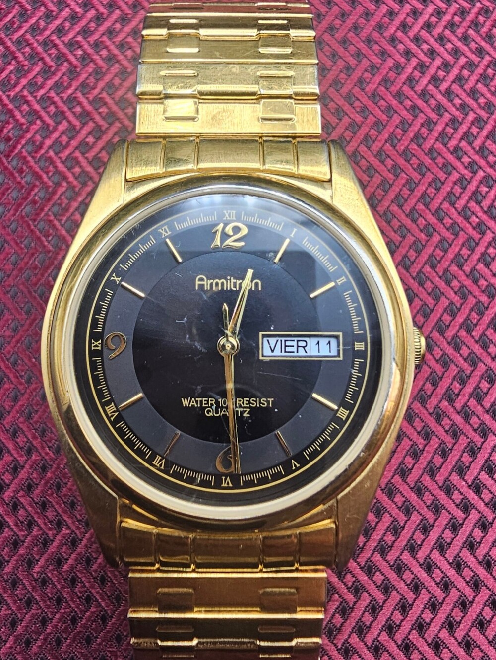 Armitron Gold Tone Day Date Watch